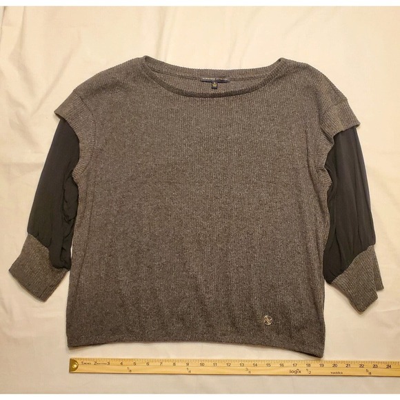 Adrienne Vittadini Womens Sweater XL Charcoal w/Black Sleeves Unique Minimalist - Picture 1 of 4